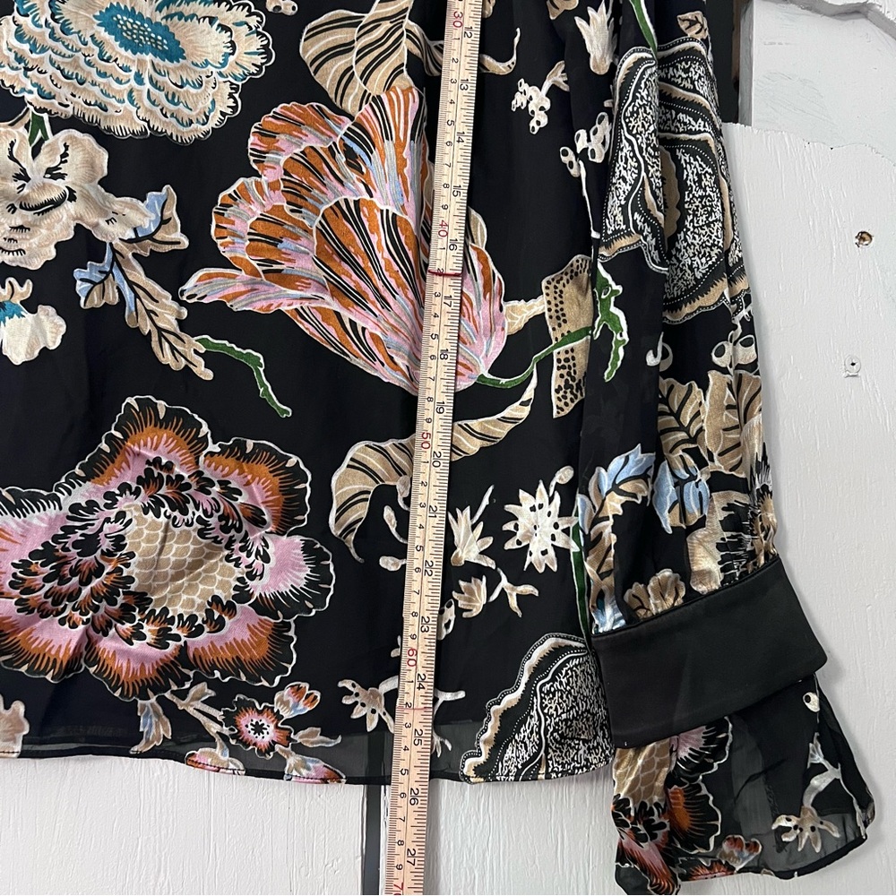 Soft Surroundings Deanna Floral Black Blouse Multifloral Medium - Picture 12 of 16